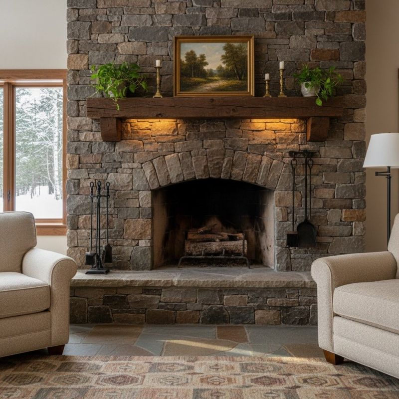 Stone Hearth Installation